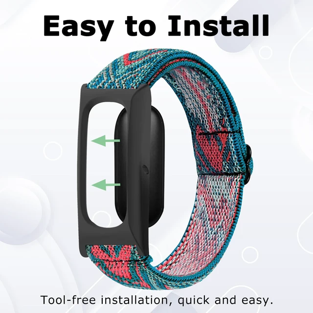 Alt view image 2 of 7 - Elastic Band Compatible for Google Fitbit Air, Nylon Sport Watch Strap, Breathable Soft Braided Replacement Wristband, Easy Install Size Adjustable