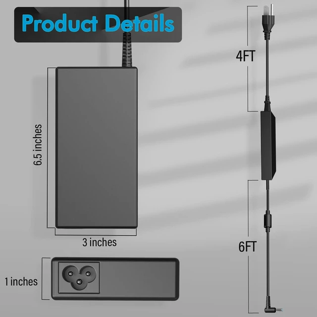 Alt view image 3 of 7 - 150W AC Charger for HP ZBook 15 15u 15v G3 G4 G5 G6 ZBook Studio 15 G3 G4 G5 G6 OMEN x by HP 15 17 Create G7 Victus 16 Fury 15 17 G7 G8 ADP-150XB B 917677-003 Laptop Power Adapter Cord