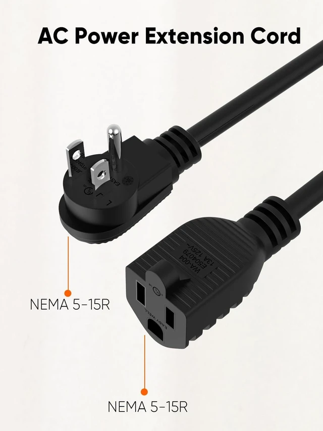 Alt view image 2 of 7 - 5-Pack 1 Feet Power Extension Cord,16 AWG Angle Power Cord Computer Power Extension Cord,UL Listed,NEMA 5-15R to NEMA 5-15P Short Power Extension Cable,125V / 13A,0.3m,Black