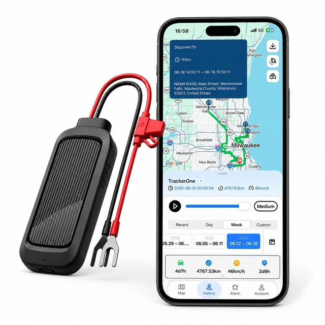 Main image of Wired GPS Tracker for Vehicles, Real-Time Hidden Tracking Device for Cars Easy Installation Subscription Required Smart Safety Alerts Geofence Alerts Historical Routes Uninterrupted Tracking