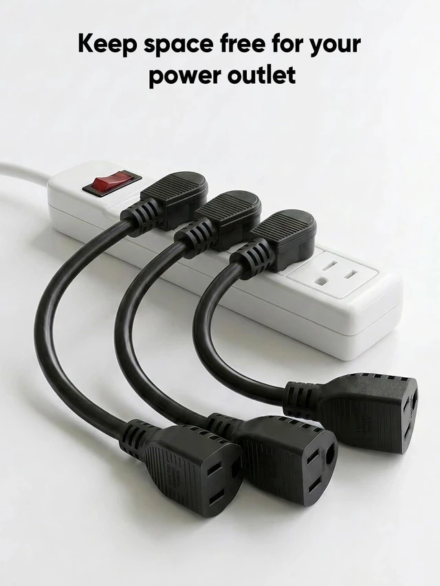 Alt view image 7 of 7 - 5-Pack 1 Feet Power Extension Cord,16 AWG Angle Power Cord Computer Power Extension Cord,UL Listed,NEMA 5-15R to NEMA 5-15P Short Power Extension Cable,125V / 13A,0.3m,Black