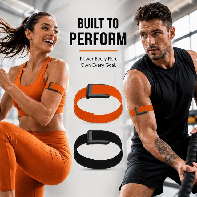 Alt view image 7 of 7 - 2 Pack CoreKnit Bicep Bands Compatible with WHOOP 5.0, Peak, MG & Life, Adjustable Quick-Dry Elastic Upper Arm Straps for Workout, Running & Fitness