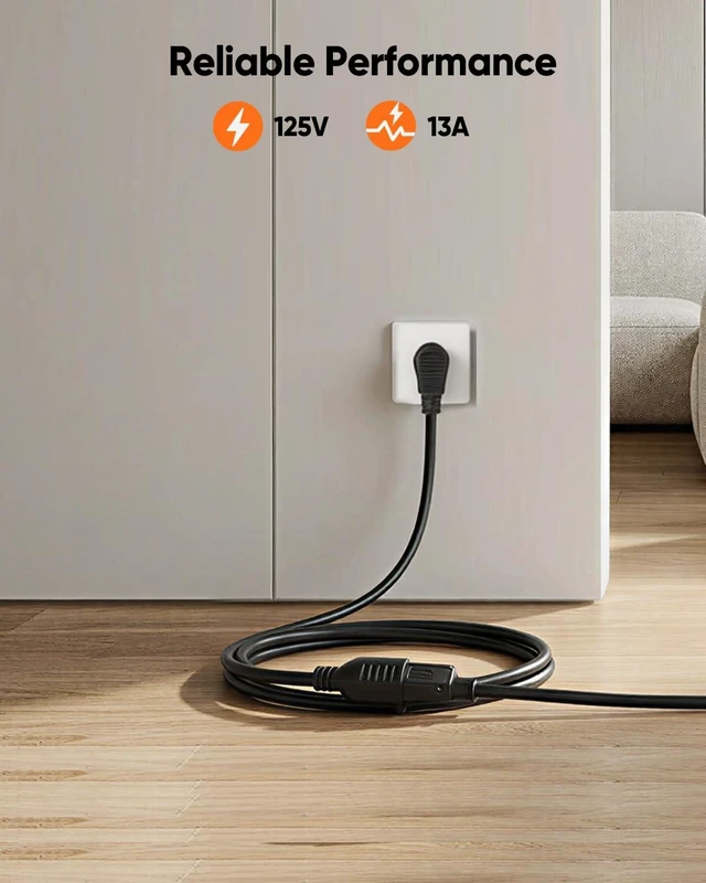 Alt view image 5 of 7 - 5-Pack 1 Feet Power Extension Cord,16 AWG Angle Power Cord Computer Power Extension Cord,UL Listed,NEMA 5-15R to NEMA 5-15P Short Power Extension Cable,125V / 13A,0.3m,Black