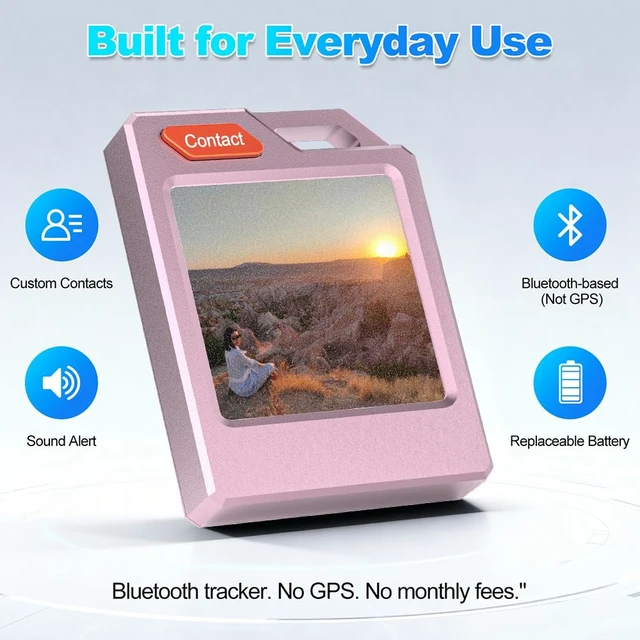 Alt view image 5 of 7 - Color E-Ink Bluetooth Tracker Tag for Apple & Google Find My Custom color ID screen for luggage/keys. Loud alarm. Compatible with iOS & Android. Slim, durable travel tech gift idea