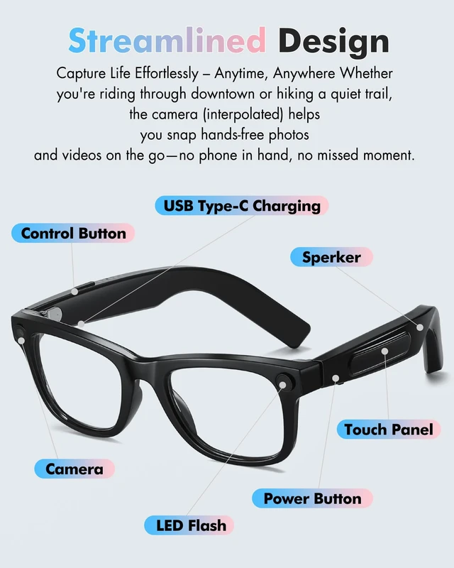 Alt view image 3 of 6 - AI Smart Sunglasses with 4K HD 8MP Camera AI Assistant Translation Bluetooth Glasses for Women Men AG01