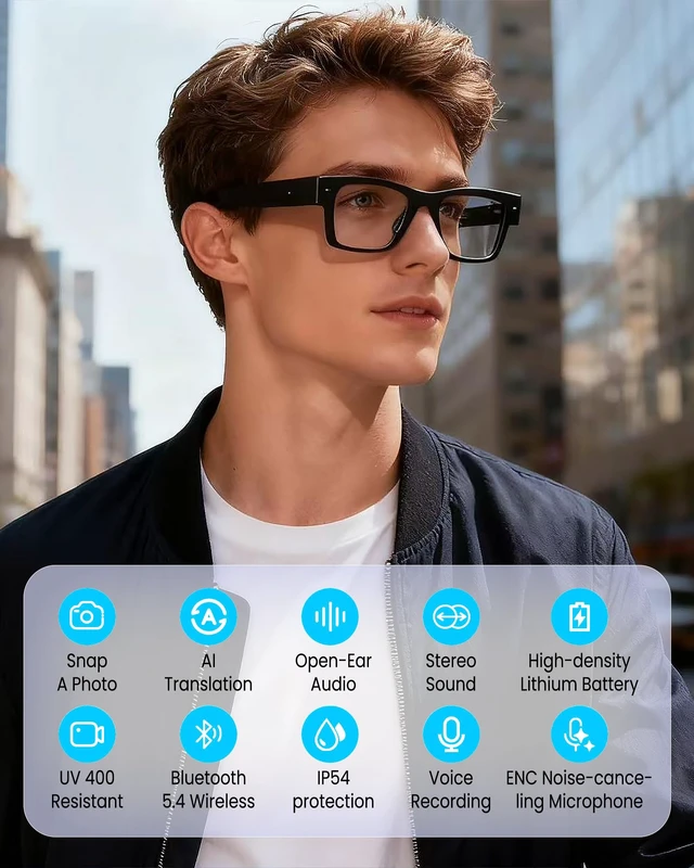 Alt view image 4 of 6 - AI Smart Sunglasses with 4K HD 8MP Camera AI Assistant Translation Bluetooth Glasses for Women Men AG01