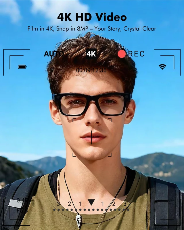 Alt view image 6 of 6 - AI Smart Sunglasses with 4K HD 8MP Camera AI Assistant Translation Bluetooth Glasses for Women Men AG01