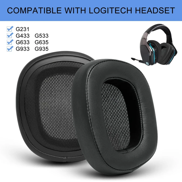 Alt view image 2 of 7 - Replacement Ear Pads for G933, Ear Cushions Compatible with Logitech G231, G433,G432, G533, G633, G635, G933, G935 Headphones, Premium Protein Leather Softer Memory Foam (Leather)