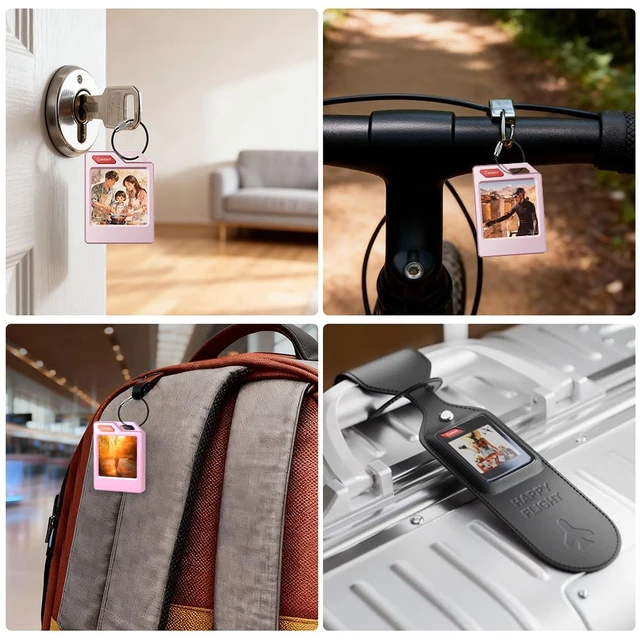 Alt view image 7 of 7 - Color E-Ink Bluetooth Tracker Tag for Apple & Google Find My Custom color ID screen for luggage/keys. Loud alarm. Compatible with iOS & Android. Slim, durable travel tech gift idea
