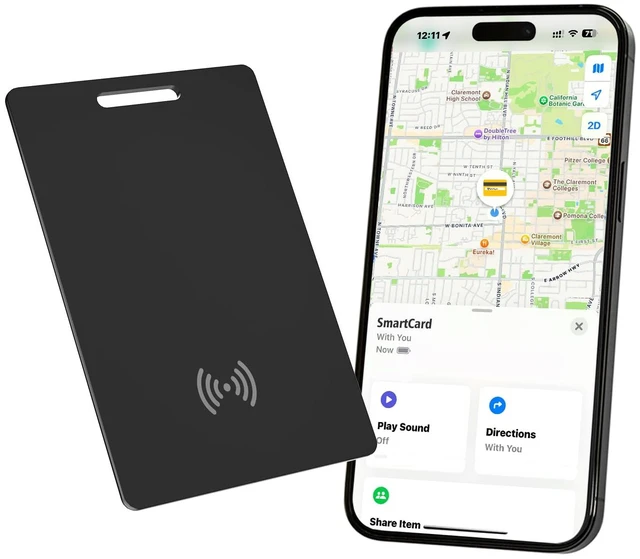 Main image of Wallet Tracker Card, iOS Only Bluetooth Tracker Card with Find My app, Rechargeable Smart Wallet Finder GPS Tracker, Keys Finder and Item Locator for Keys, Bags, Passports