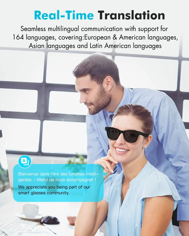 Alt view image 6 of 7 - AI Smart Sunglasses with 4K HD 8MP Camera AI Assistant Translation Bluetooth Glasses for Women Men AG01