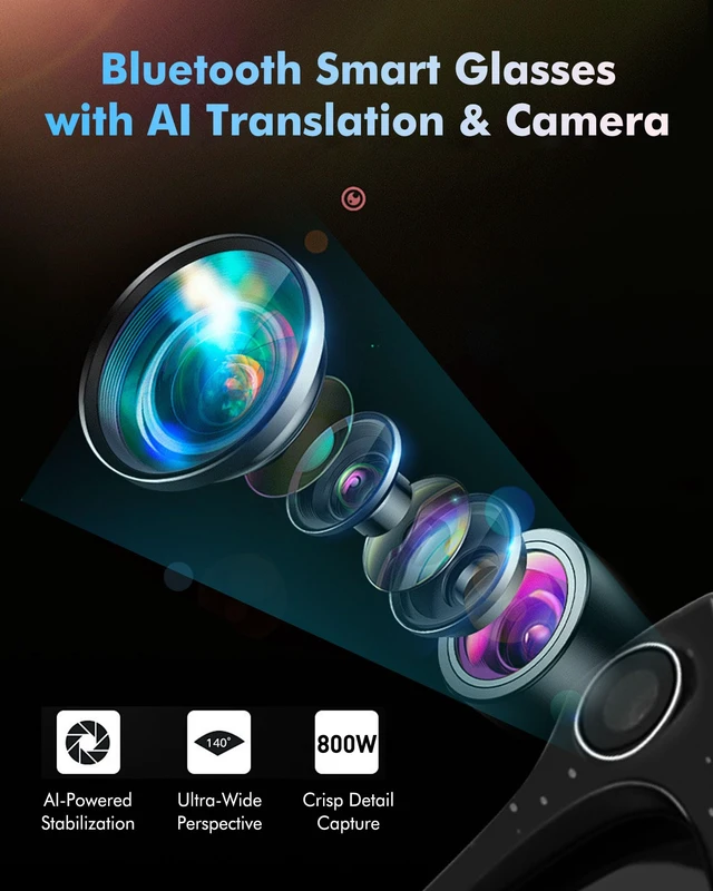 Alt view image 7 of 7 - AI Smart Sunglasses with 4K HD 8MP Camera AI Assistant Translation Bluetooth Glasses for Women Men AG01