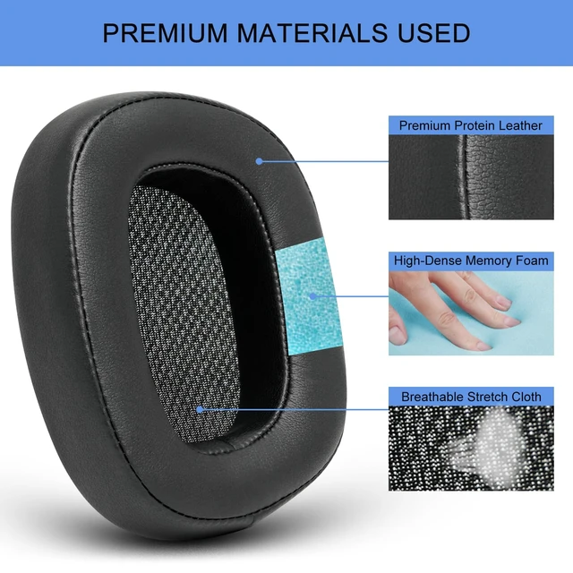 Alt view image 4 of 7 - Replacement Ear Pads for G933, Ear Cushions Compatible with Logitech G231, G433,G432, G533, G633, G635, G933, G935 Headphones, Premium Protein Leather Softer Memory Foam (Leather)