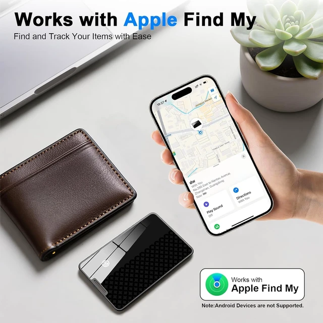Alt view image 2 of 7 - Compatible with AirTag Wallet Tracker, Smart Card Finder, Apple MFi Compatible (iOS Only), App Controlled Anti Loss GPS Tracker, IP68 Waterproof, Item Locator for Luggage Tags, Purses