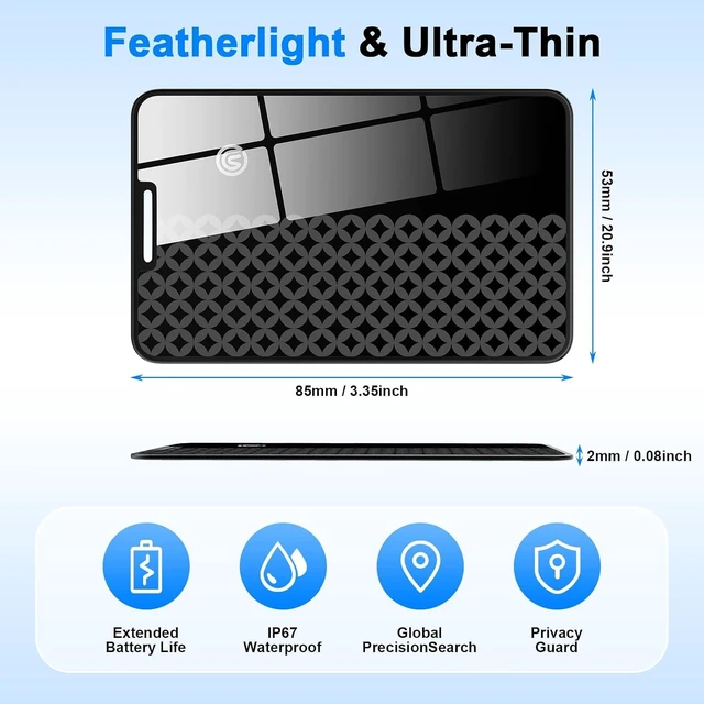 Alt view image 6 of 7 - Compatible with AirTag Wallet Tracker, Smart Card Finder, Apple MFi Compatible (iOS Only), App Controlled Anti Loss GPS Tracker, IP68 Waterproof, Item Locator for Luggage Tags, Purses