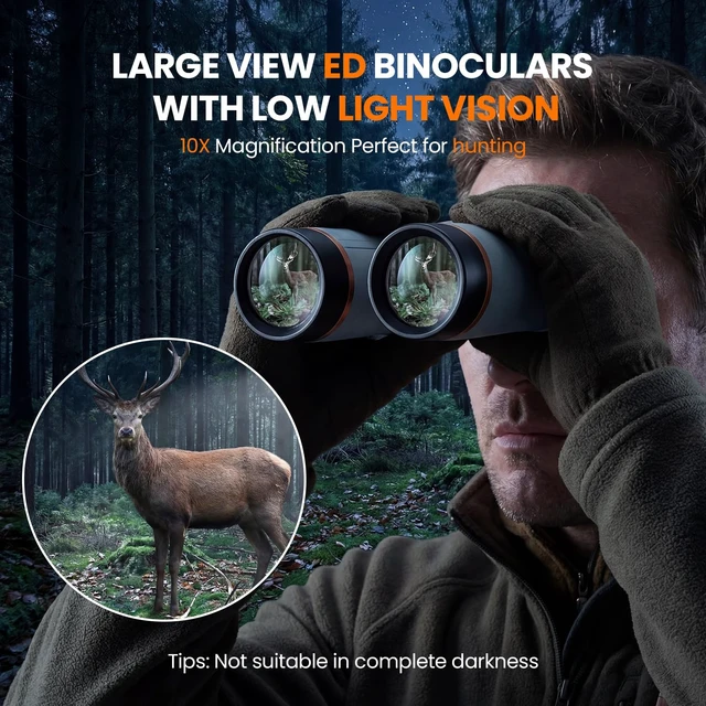Alt view image 3 of 7 - 10X42 Binoculars for Adults with ED Glass, BAK4 Prism, Waterproof, Fogproof, Low Light Vision & Phone Adapter for Hunting, Bird Watching, Travel, Hiking