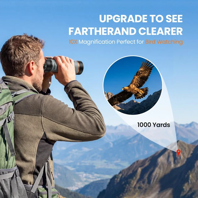 Alt view image 5 of 7 - 10X42 Binoculars for Adults with ED Glass, BAK4 Prism, Waterproof, Fogproof, Low Light Vision & Phone Adapter for Hunting, Bird Watching, Travel, Hiking