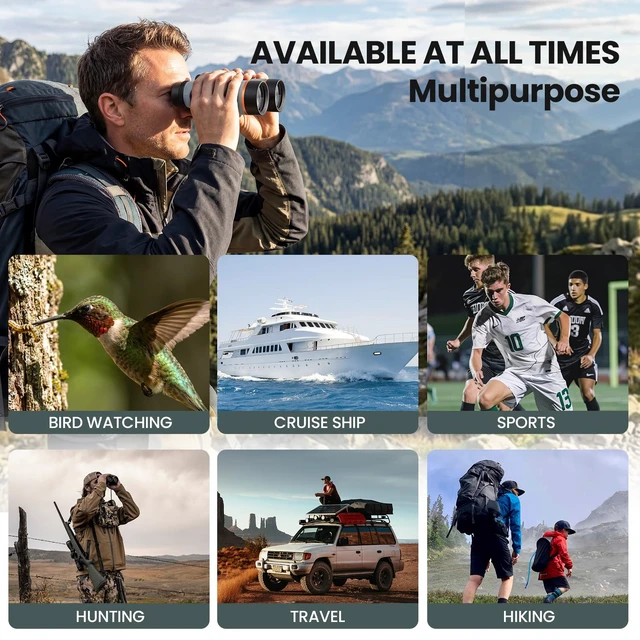 Alt view image 7 of 7 - 10X42 Binoculars for Adults with ED Glass, BAK4 Prism, Waterproof, Fogproof, Low Light Vision & Phone Adapter for Hunting, Bird Watching, Travel, Hiking