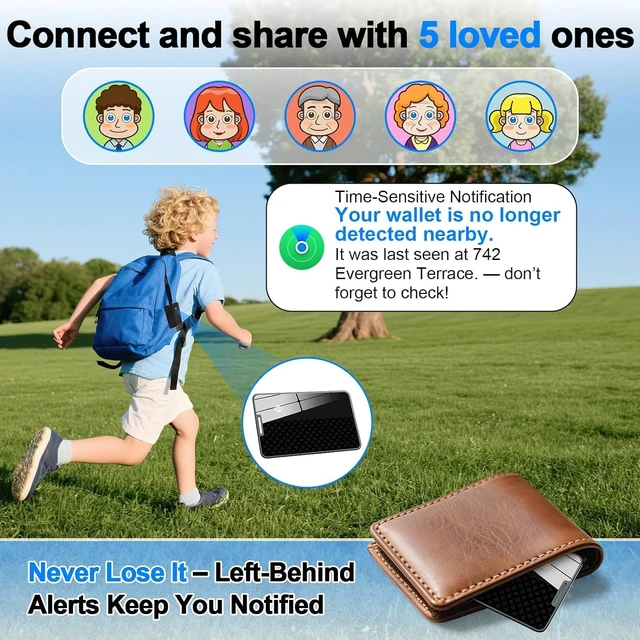 Alt view image 7 of 7 - Compatible with AirTag Wallet Tracker, Smart Card Finder, Apple MFi Compatible (iOS Only), App Controlled Anti Loss GPS Tracker, IP68 Waterproof, Item Locator for Luggage Tags, Purses