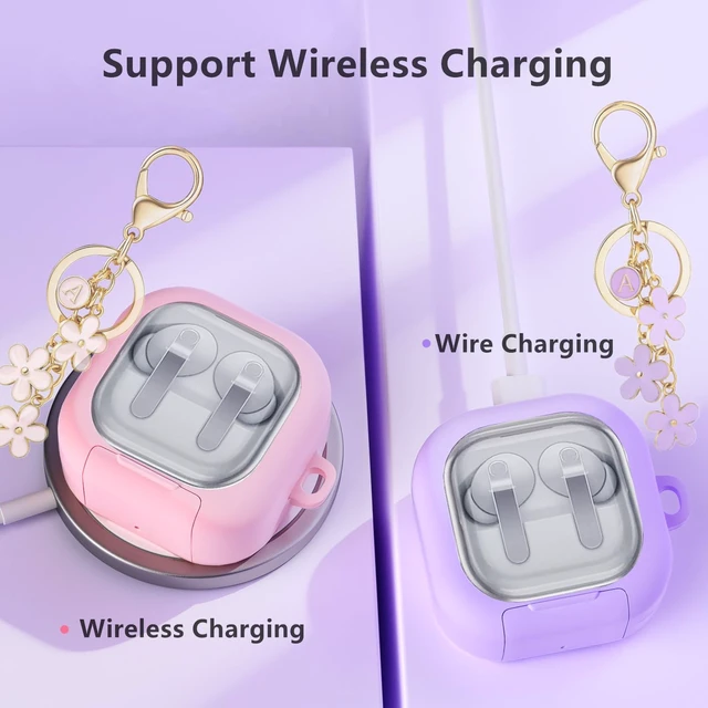 Alt view image 4 of 7 - for Samsung Galaxy Buds 4 / Galaxy Buds 4 Pro Case Lock with Cute Flower Keychain, Stylish TPU Hard Clear Case for Samsung Buds4 / Buds 4Pro Earbuds with Phone Stand Function for Women Men (White)