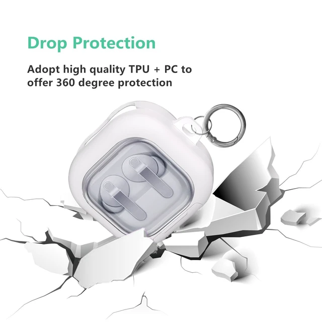 Alt view image 2 of 7 - for Samsung Galaxy Buds 4 / Galaxy Buds 4 Pro Case Lock with Cute Flower Keychain, Stylish TPU Hard Clear Case for Samsung Buds4 / Buds 4Pro Earbuds with Phone Stand Function for Women Men (White)