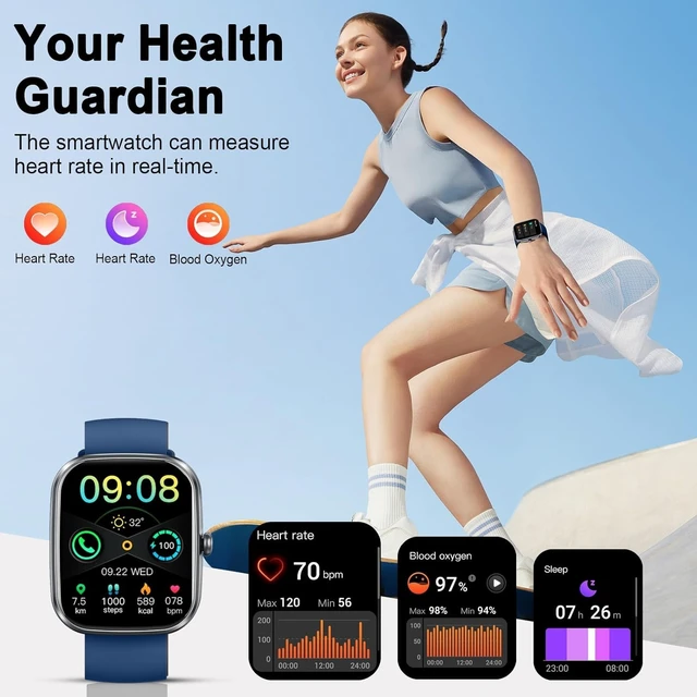 Alt view image 4 of 7 - Smart Watch(Answer/Make Call), 1.91" Smartwatch for Men Women, NEW Fitness Watch with 110+ Sport Modes, Fitness Activity Tracke with Pedometer/Sleep Monitor/Heart Rate/IP68 Waterproof, for Android iOS
