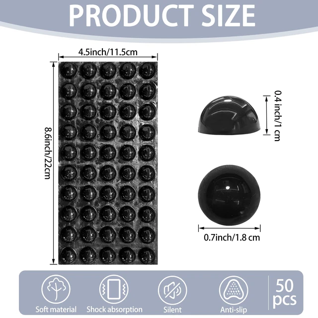 Alt view image 3 of 7 - 50pcs Adhesive Isolation Feet 0.7inch Silicone Hemisphere Sound Dampening Bumper Pads,for Speakers, Electronics,Computer,Cabinet Doors,Picture Frames,Drawer