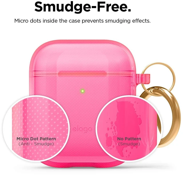 Alt view image 5 of 7 - Clear Case with Keychain for AirPods 1 & 2 (Neon Hot Pink)