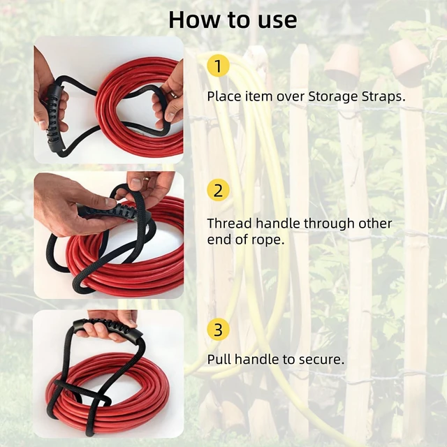 Alt view image 3 of 7 - 24-Inch Storage Straps 5-Pack, Extension Cord Organizer, RV Storage Vacuum Hose Holder Shop Storage, Air or Water Hose Organizer for your Home, Garage, Boat, RV and More Cable Straps