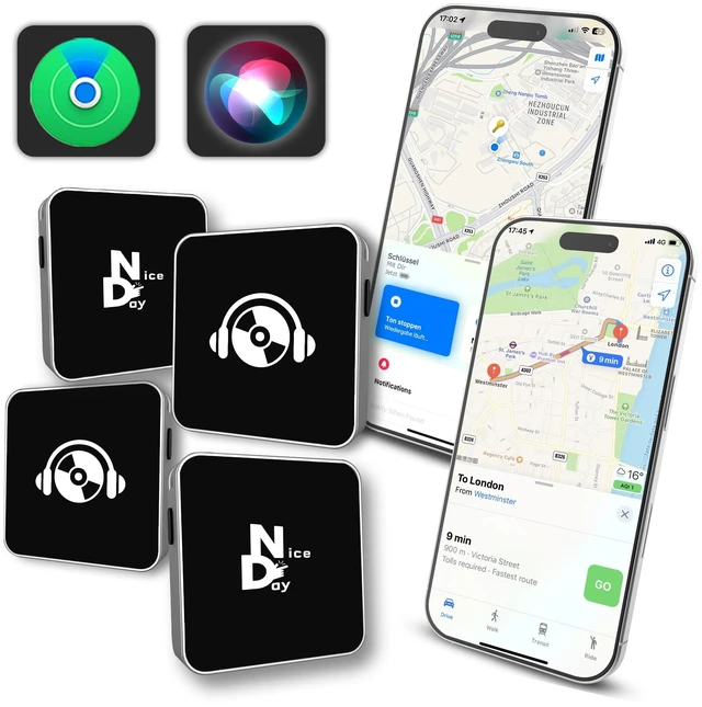 Main image of Ultra-Mini Air Tag Rechargeable Key Finder (iOS Only) Smart Bluetooth GPS Tracker for Keys, Luggage, Backpack Works with Apple Find My (Apple MFi Certified) IP65 Waterproof -4 Pcs