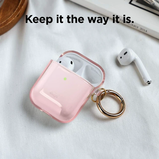 Alt view image 2 of 7 - Clear Case with Keychain for AirPods 1 & 2 (Lovely Pink)