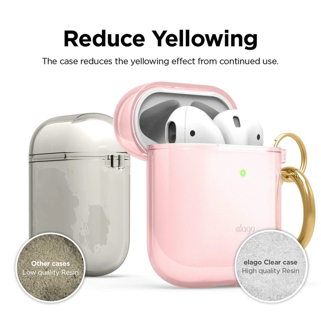Alt view image 3 of 7 - Clear Case with Keychain for AirPods 1 & 2 (Lovely Pink)