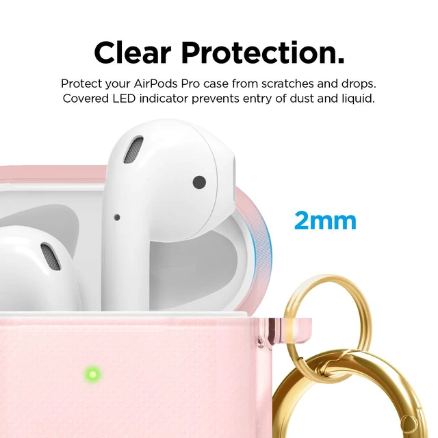Alt view image 4 of 7 - Clear Case with Keychain for AirPods 1 & 2 (Lovely Pink)