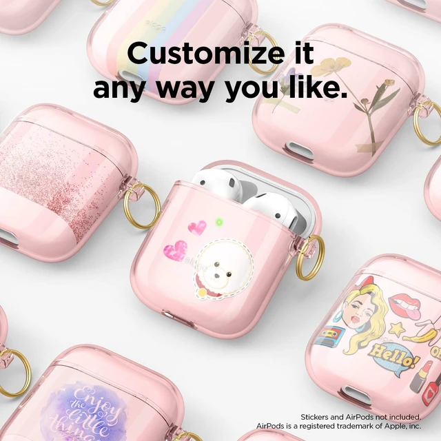 Alt view image 7 of 7 - Clear Case with Keychain for AirPods 1 & 2 (Lovely Pink)
