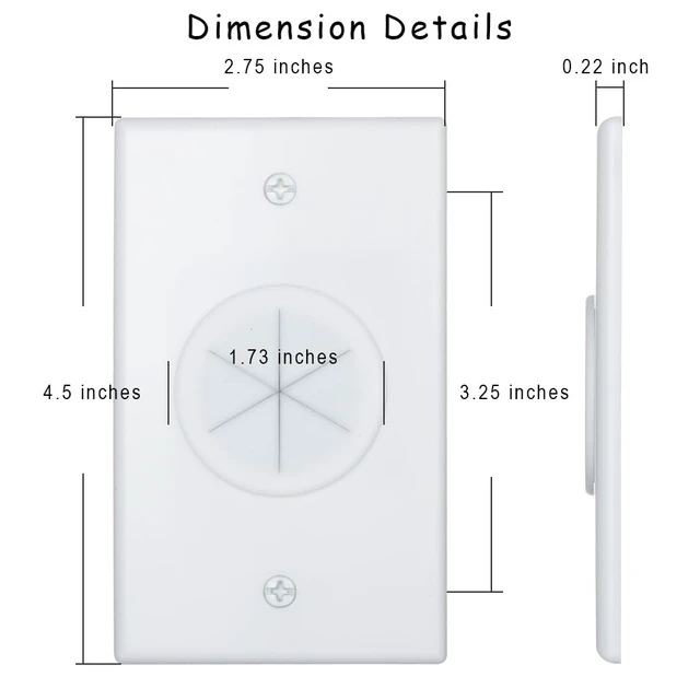 Alt view image 2 of 6 - Cable Wall Plate 10 pack, Cable Pass Through Wall Plate White with Round Silicone Passthrough for Low Voltage Cables, Cord Hider for Wall Mount Flat TV, Home Theater Media System