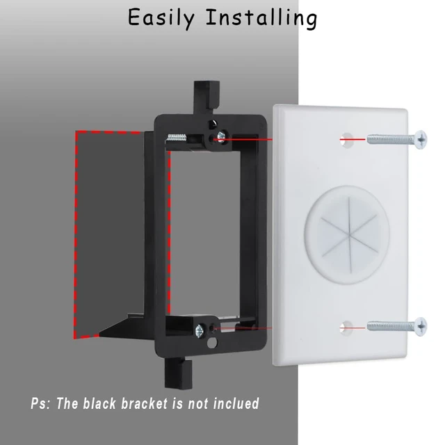 Alt view image 4 of 6 - Cable Wall Plate 10 pack, Cable Pass Through Wall Plate White with Round Silicone Passthrough for Low Voltage Cables, Cord Hider for Wall Mount Flat TV, Home Theater Media System
