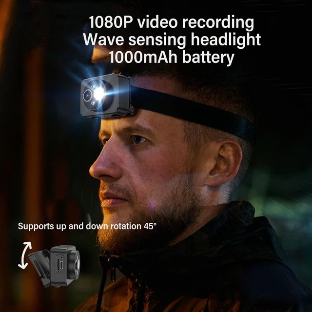 Alt view image 2 of 7 - Head Mounted Sports Camera, 1080P Adjustable Lighting Angle Sports Camera, 1000mAh Smart Sensing Wearable Body Camera with 2.0M CMOS Sensor, for Running