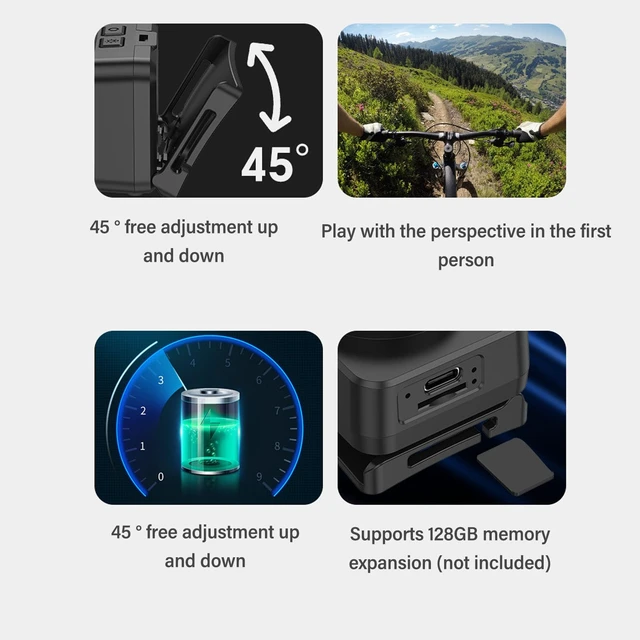 Alt view image 5 of 7 - Head Mounted Sports Camera, 1080P Adjustable Lighting Angle Sports Camera, 1000mAh Smart Sensing Wearable Body Camera with 2.0M CMOS Sensor, for Running