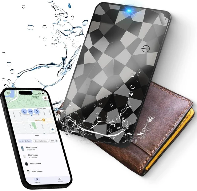 Main image of Wallet Tracker Card (iOS & Android), Ultra-Thin Bluetooth Smart Card Tracking Card Item Tracker Work with Apple Find My & Google Find Hub IPX4 Rechargeable Item Locator for Wallet Passport Key