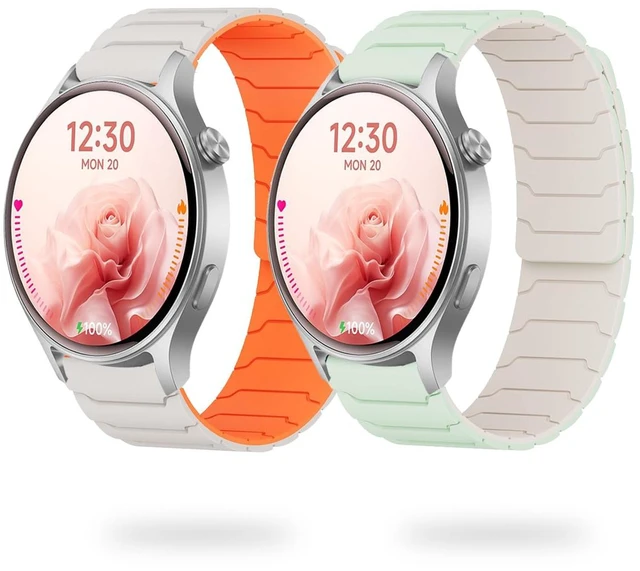 Main image of Magnetic Watchband Compatible with Fitpolo AR-01, Silicone Sport Strong Magnet Strap for aeac AR-01 Smart Watch, for women (2 Pack A)