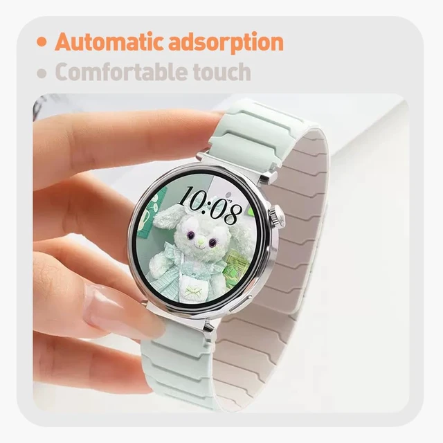 Alt view image 5 of 6 - Magnetic Watchband Compatible with Fitpolo AR-01, Silicone Sport Strong Magnet Strap for aeac AR-01 Smart Watch, for women (2 Pack A)
