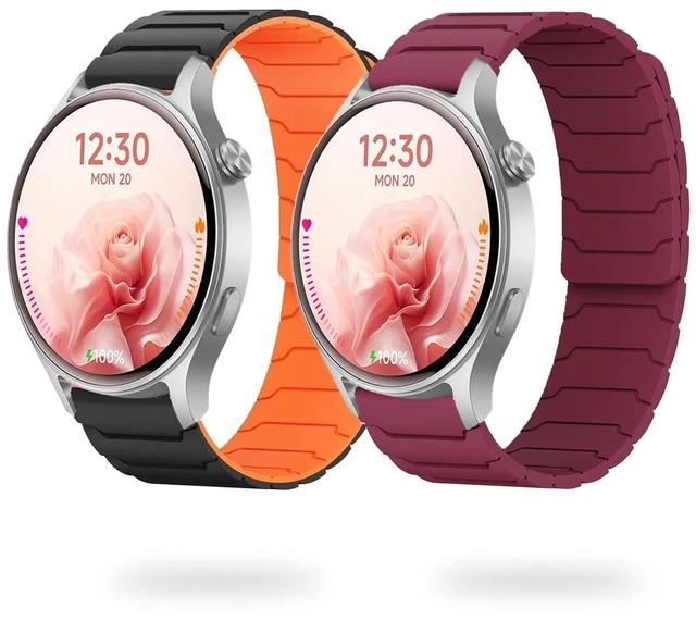 Main image of Magnetic Watchband Compatible with Fitpolo AR-01, Silicone Sport Strong Magnet Strap for aeac AR-01 Smart Watch, for women (2 Pack B)