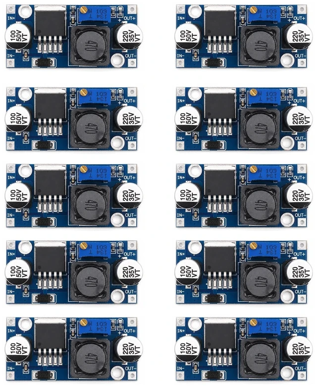 Main image of 10-Pack LM2596 Buck Converter, DC-DC Step Down, Adjustable 3-40V input to 1.25-35V output, up to 92% efficiency, for DIY power supplies and electronics projects