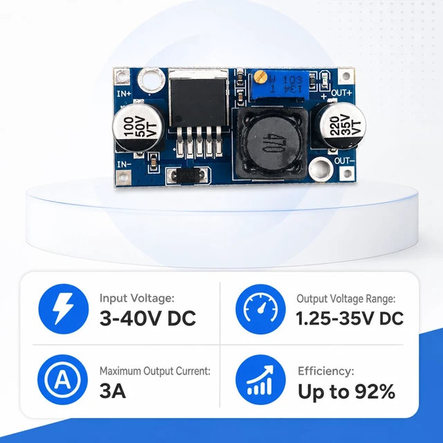 Alt view image 2 of 7 - 30-Pack LM2596 Buck Converter, DC-DC Step Down, Adjustable 3-40V input to 1.25-35V output, up to 92% efficiency, for DIY power supplies and electronics projects