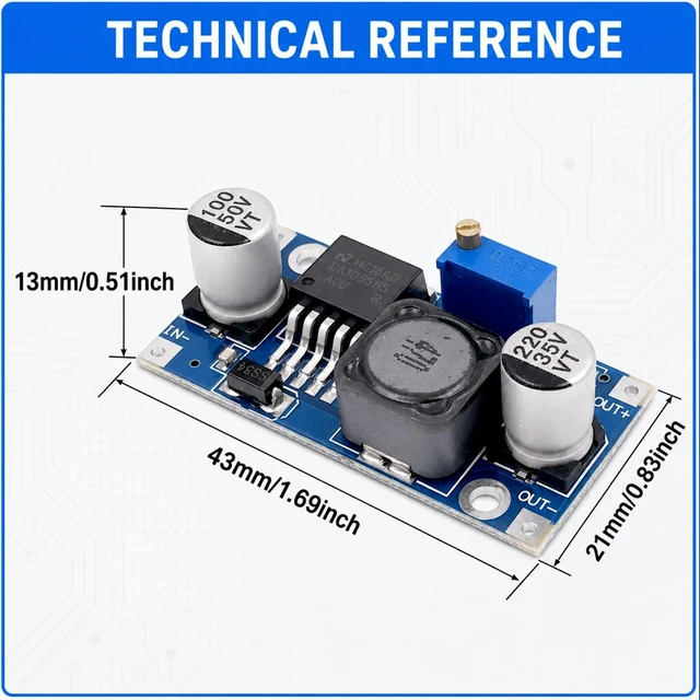 Alt view image 5 of 7 - 30-Pack LM2596 Buck Converter, DC-DC Step Down, Adjustable 3-40V input to 1.25-35V output, up to 92% efficiency, for DIY power supplies and electronics projects