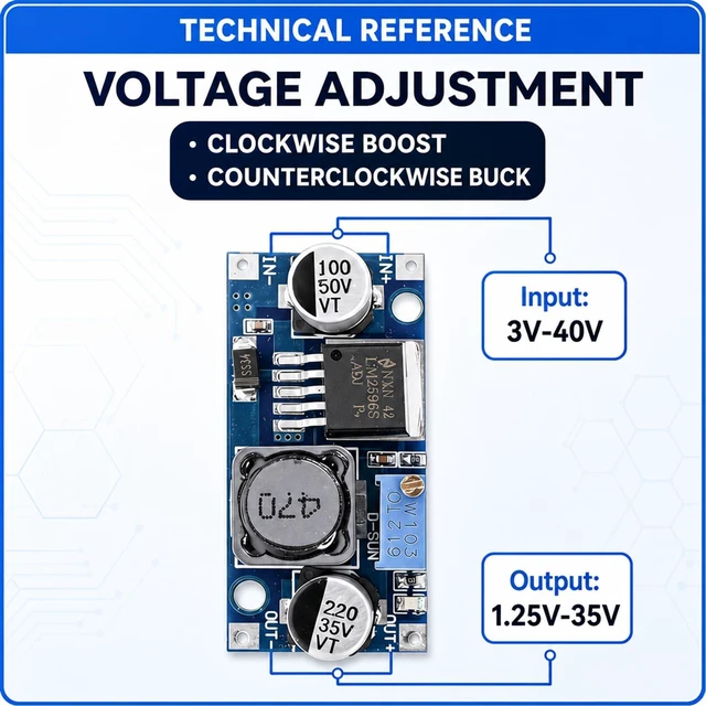 Alt view image 7 of 7 - 30-Pack LM2596 Buck Converter, DC-DC Step Down, Adjustable 3-40V input to 1.25-35V output, up to 92% efficiency, for DIY power supplies and electronics projects