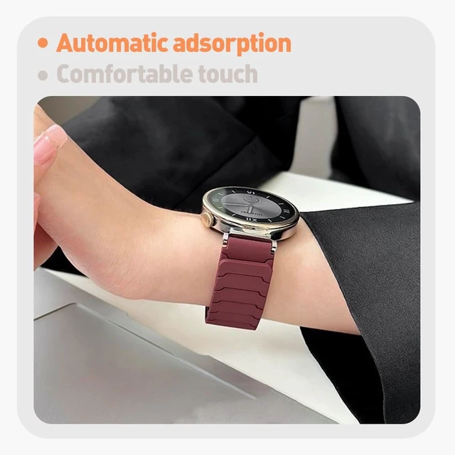 Alt view image 5 of 6 - Magnetic Watchband Compatible with Fitpolo AR-01, Silicone Sport Strong Magnet Strap for aeac AR-01 Smart Watch, for women (2 Pack B)