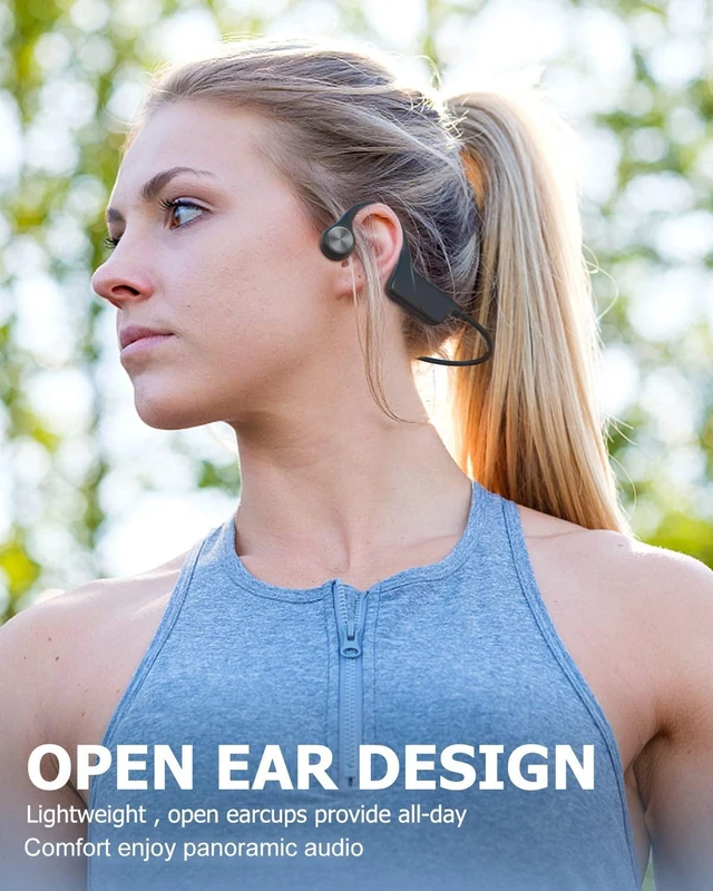 Alt view image 3 of 6 - Bone Conduction Headphones Bluetooth IPX5 Waterproof Open Ear Headphones Wireless Headset with Microphone Sport Headphones for Runners Fitness Cycling