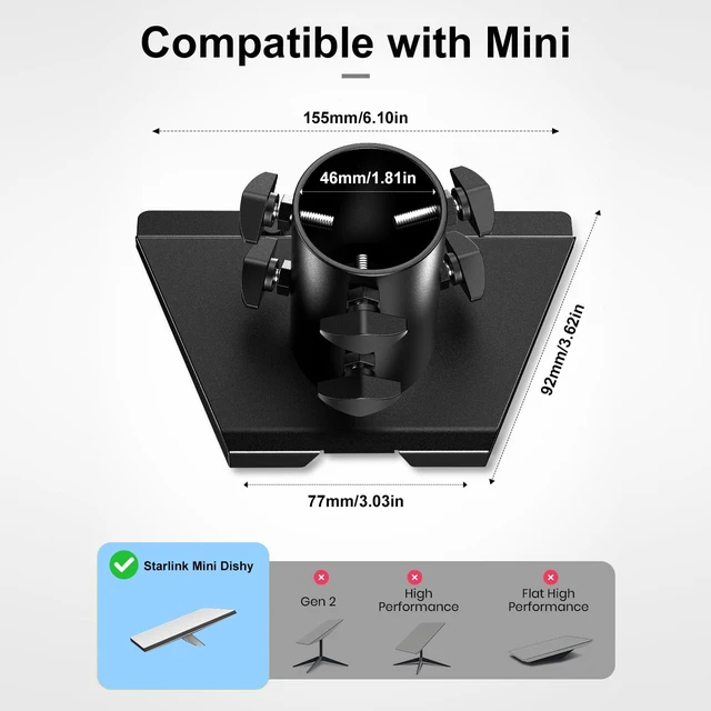 Alt view image 2 of 7 - Starlink Mini Mount for Starlink Mini/Mini X Dish,fits masts from 1-1.8in Starlink Mini Pole Mount Adapter for Starlink Mini/Mini X Dish