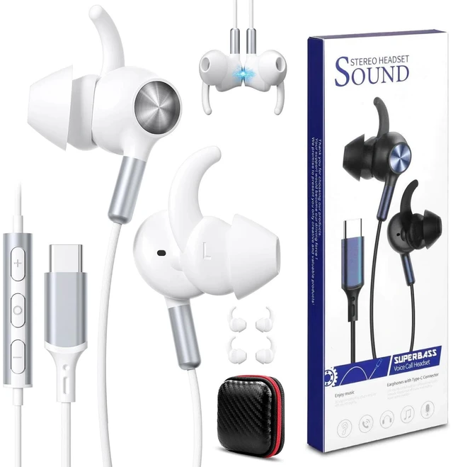 Main image of USB C Headphones Wingtip Wired Earbuds Noise Isolation Magnetic in Ear Buds Head Phone Type C Earphone for iPhone 18 Pro Max 17 16e 16 15 HiFi Stereo Headset for iPad A16 for Samsung S26 Ultra S25 A17